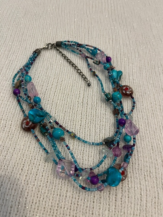 Jewelry - Multistrand Turquoise & Purple Beaded Necklace - Women Jewelry